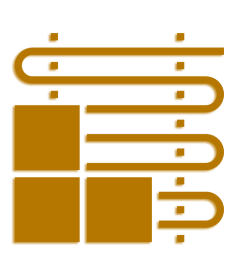 A series of brown rectangles and lines arranged vertically and horizontally on a transparent background.